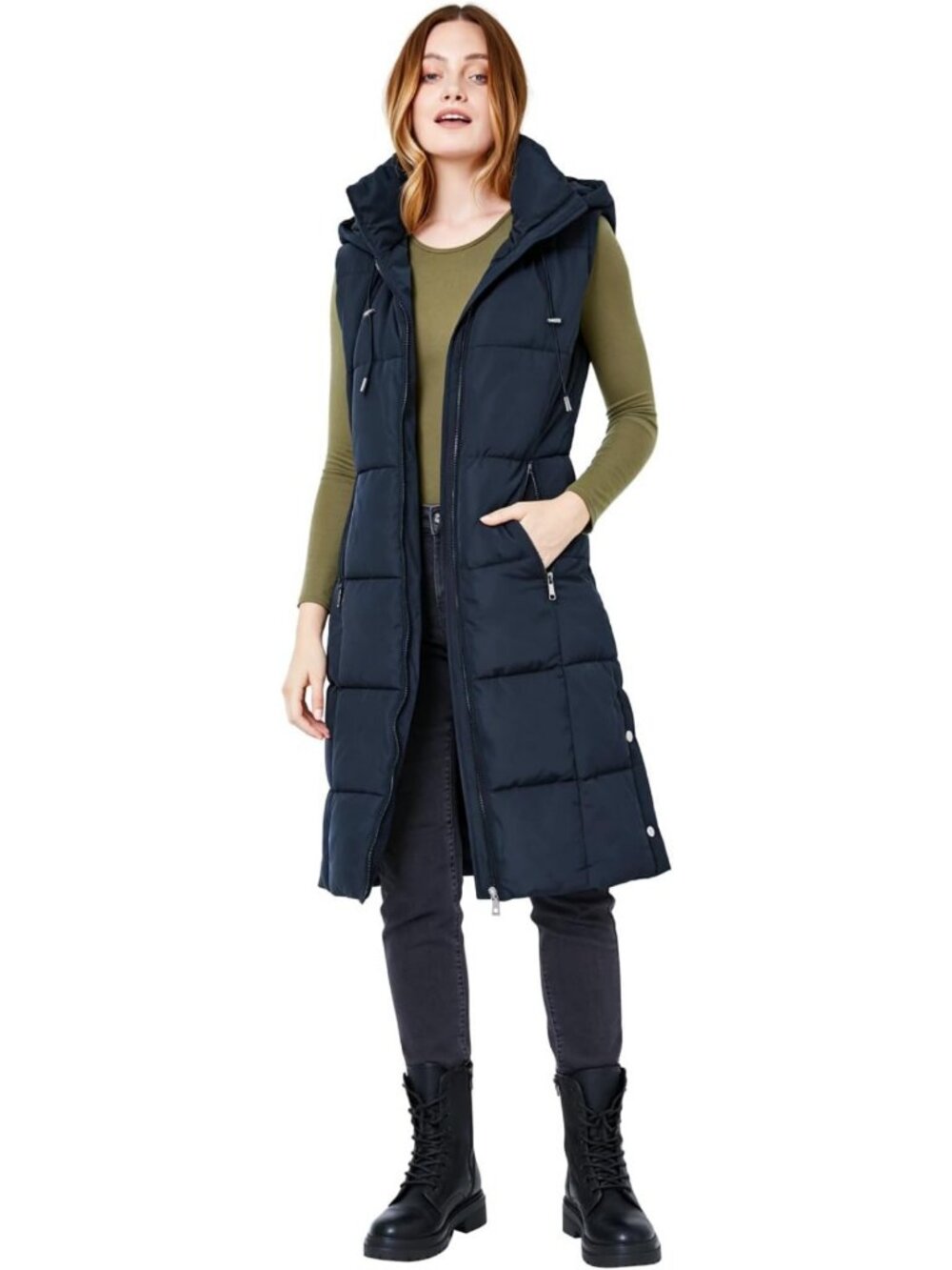 Cozy Women's Long Quilted Puffer Vest - Warm Sleeveless Down Jacket for Winter